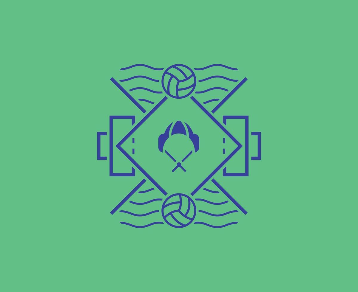 Water Polo Pictogram Olympics Games Paris 2024 Logo Blue Symbol Abstract Design Illustration With Green Background vector