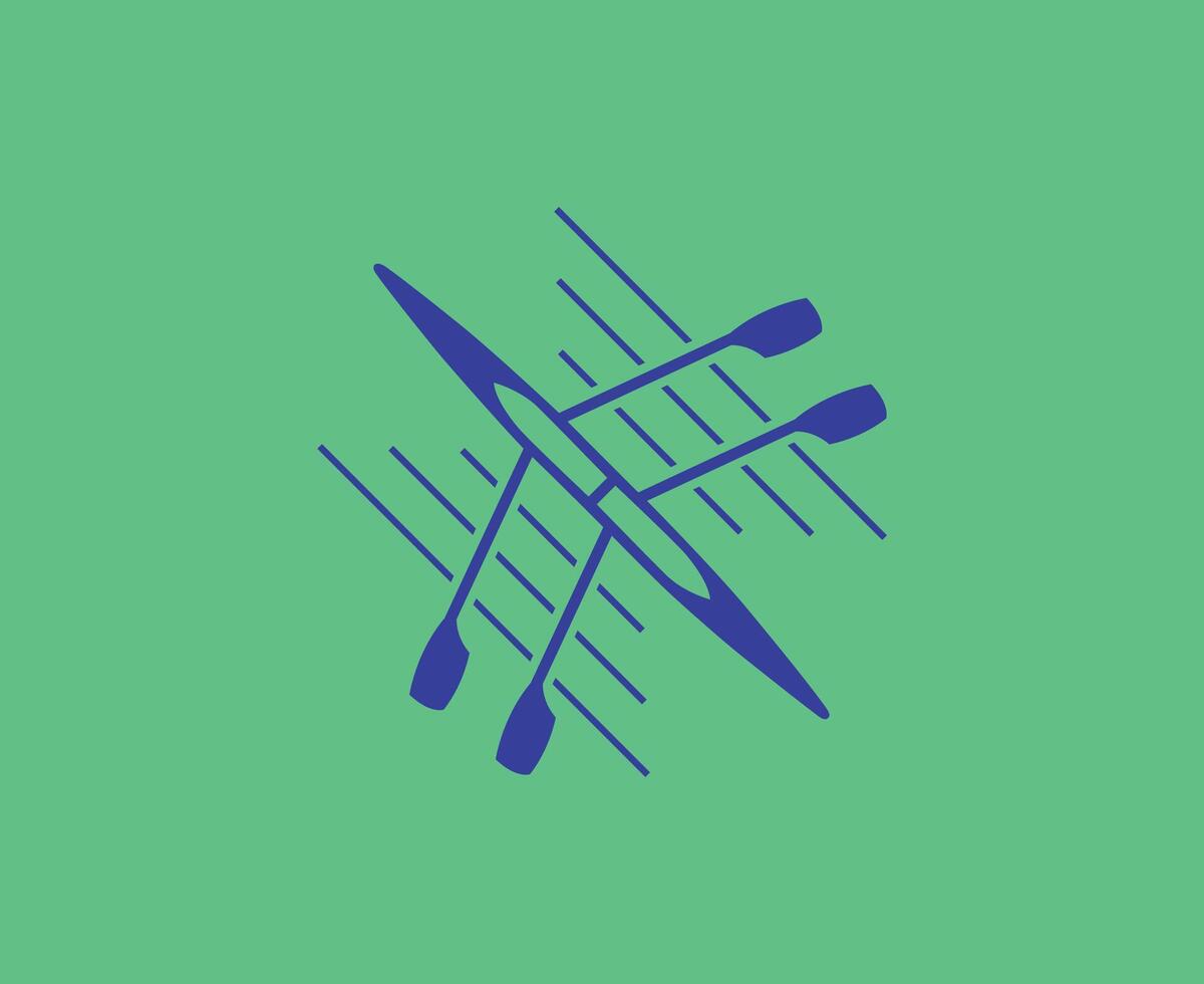 Aviron Pictogram Olympics Games Paris 2024 Logo Blue Symbol Abstract Design Illustration With Green Background vector