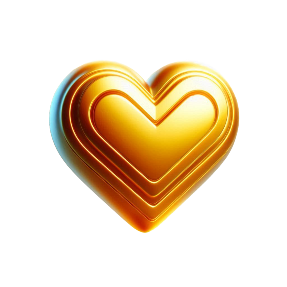 golden heart shape on transparent background png