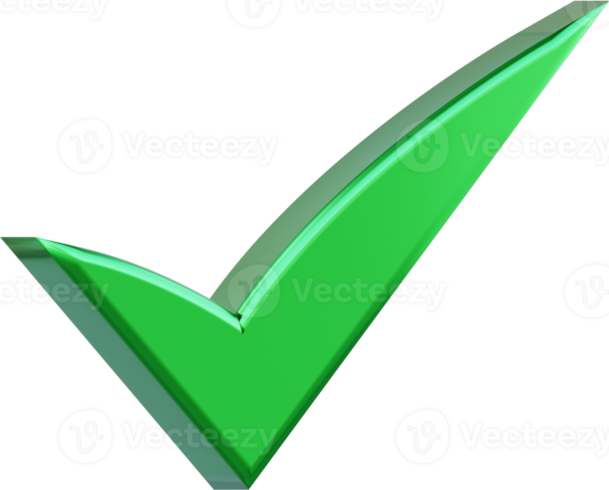 A green check mark. The check mark is a symbol of approval or satisfaction. png