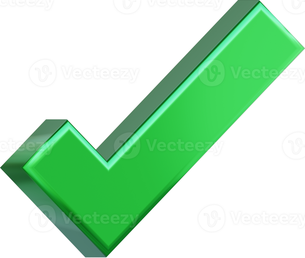A green check mark. The check mark is a symbol of approval or satisfaction. png