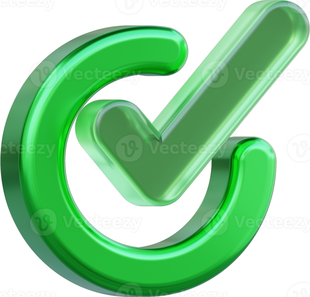 A green check mark. The check mark is a symbol of approval or satisfaction. png