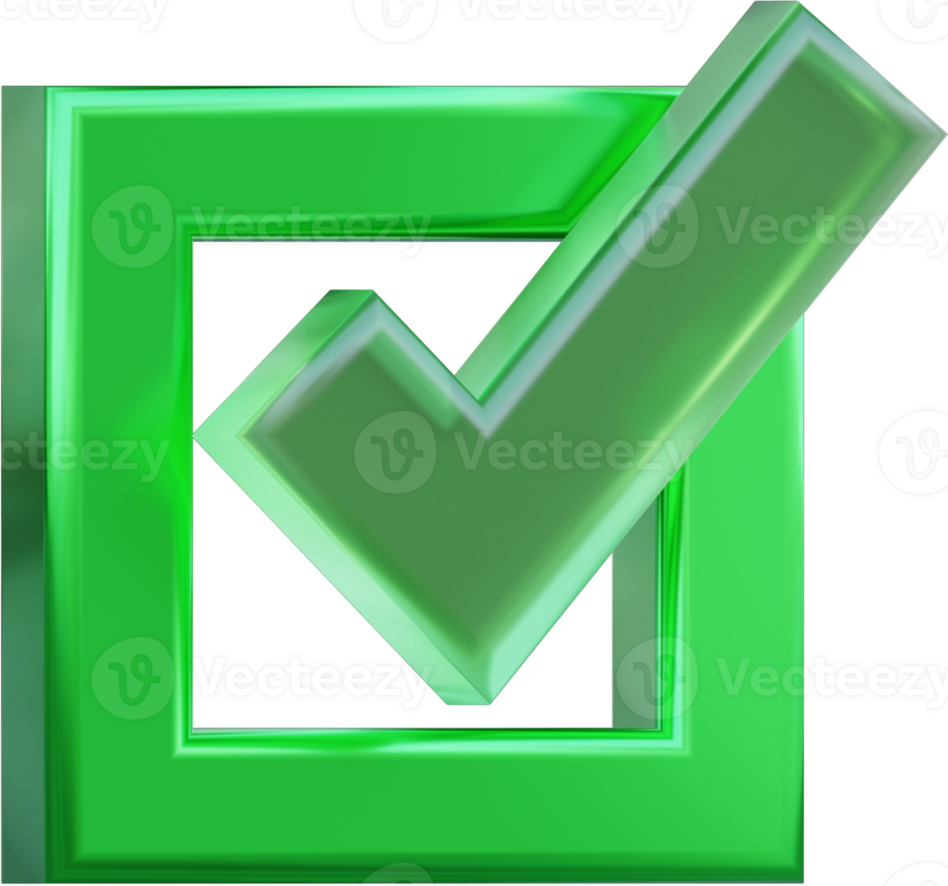 A green check mark. The check mark is a symbol of approval or satisfaction. png