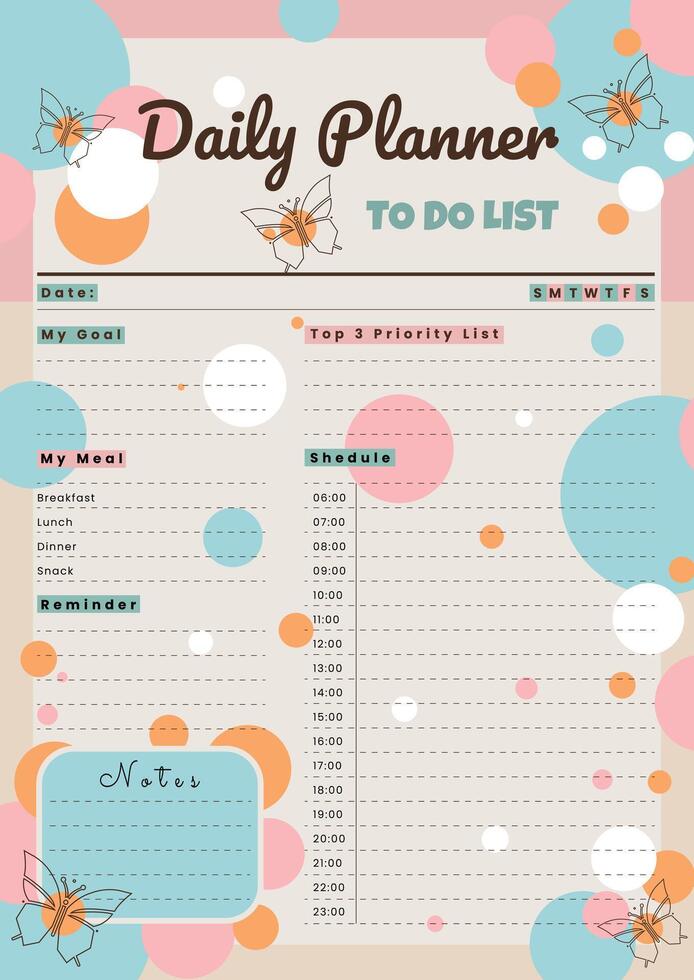 daily planner design vector