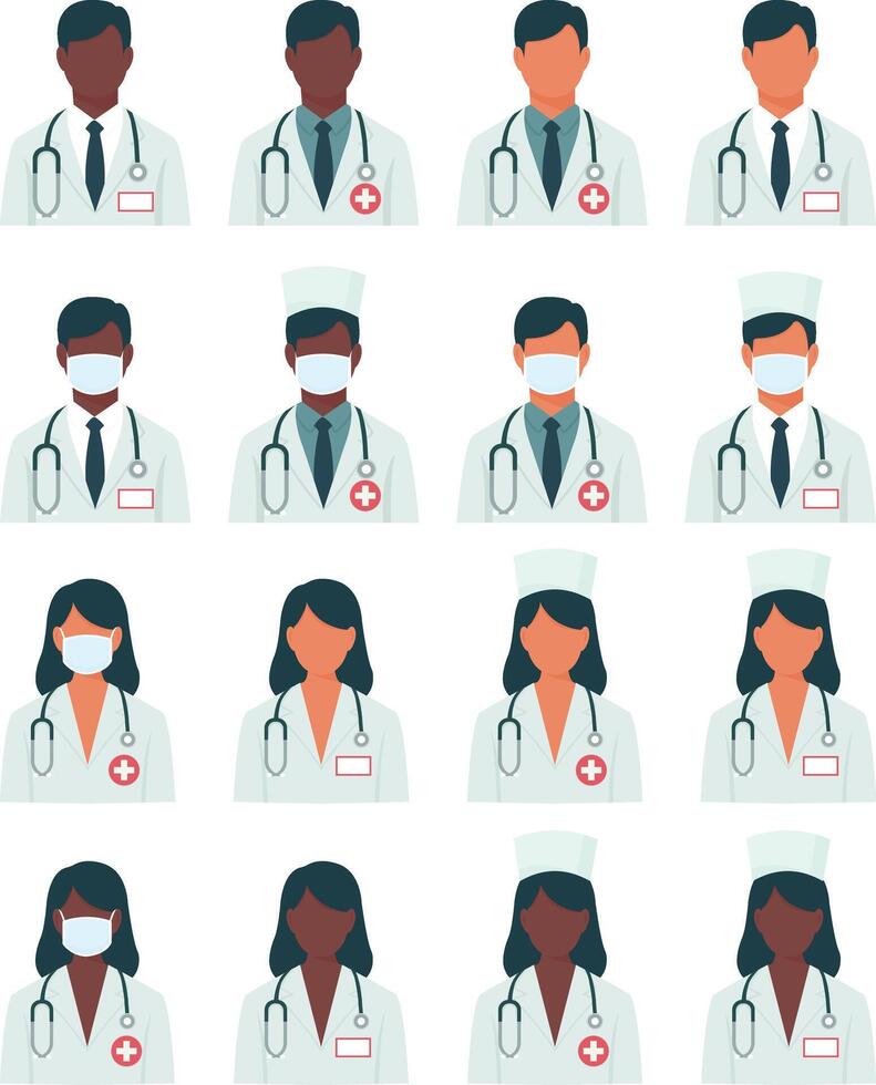 set of icons of medical staff vector