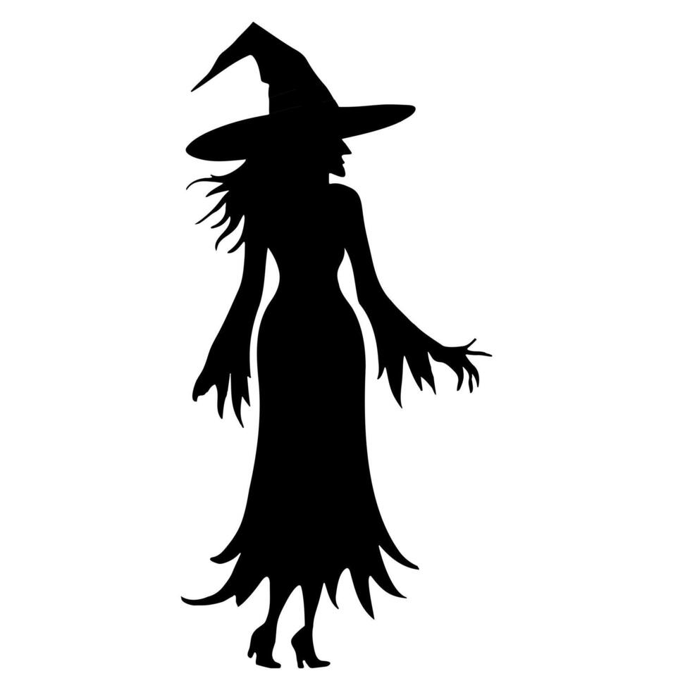 Witch silhouette. Halloween concept. Silhouette of a witch, black witch. Witchcraft. vector