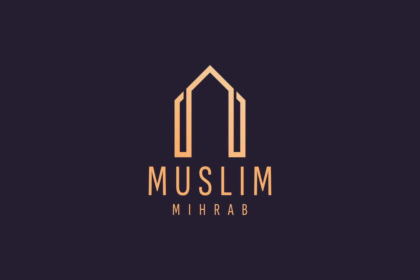 Islamic logo template, Ribbon islamic dome palace logo design template. Luxury gold tower, dome, mosque logo ideas. vector