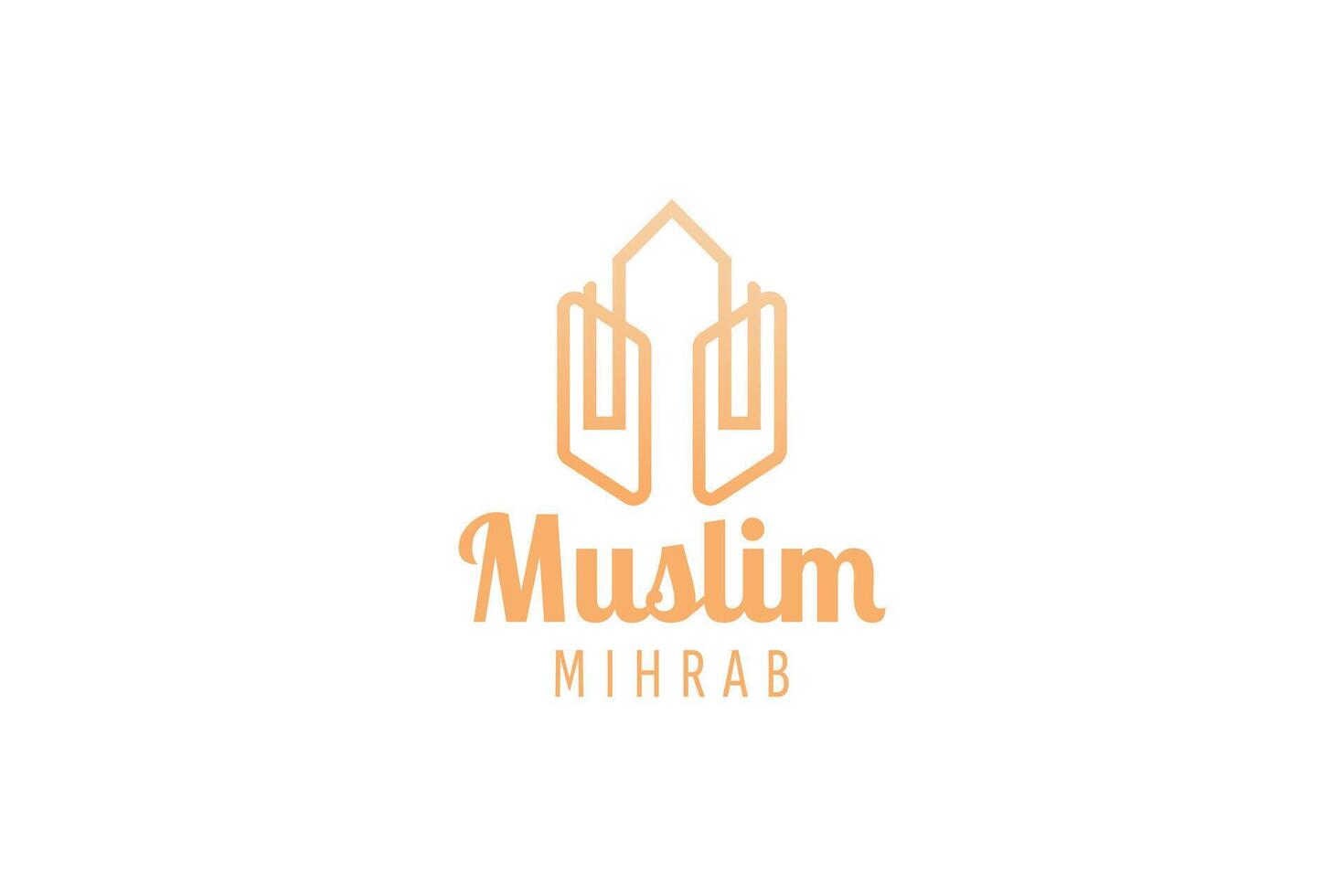 Islamic logo template, Ribbon islamic dome palace logo design template. Luxury gold tower, dome, mosque logo ideas. vector