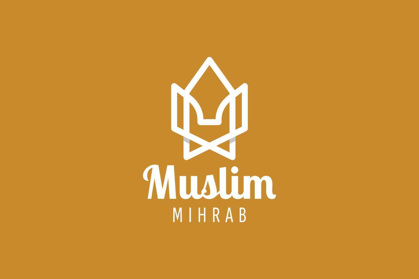 Islamic logo template, Ribbon islamic dome palace logo design template. Luxury gold tower, dome, mosque logo ideas. vector