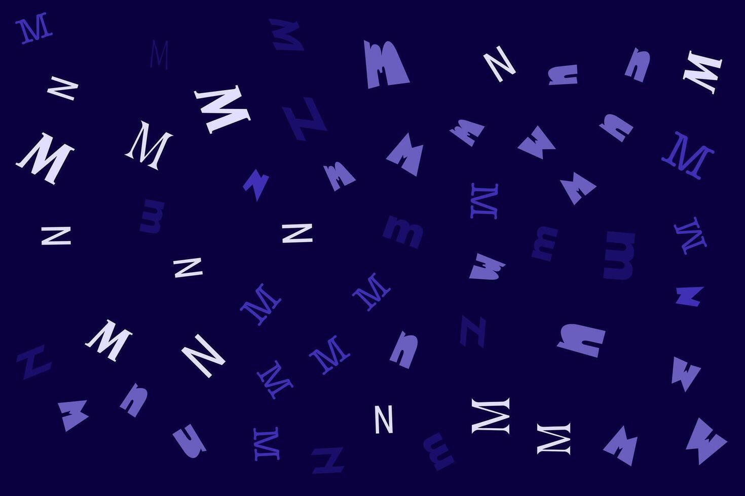 Abstract Alphabet geometric pattern letters Random layout on dark background. Gift wrapping paper. Bed sheets and interior. School and learning theme. vector