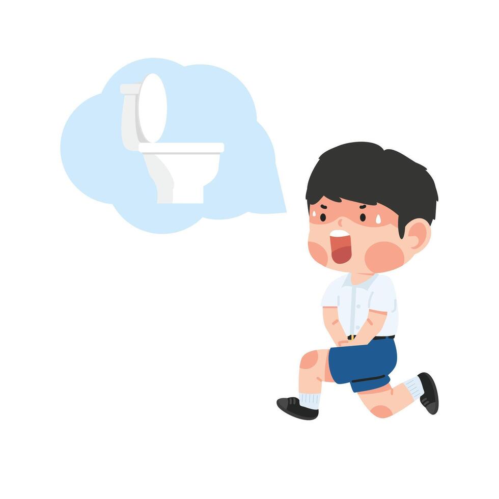 Kid Student need a pee go to the toilet vector