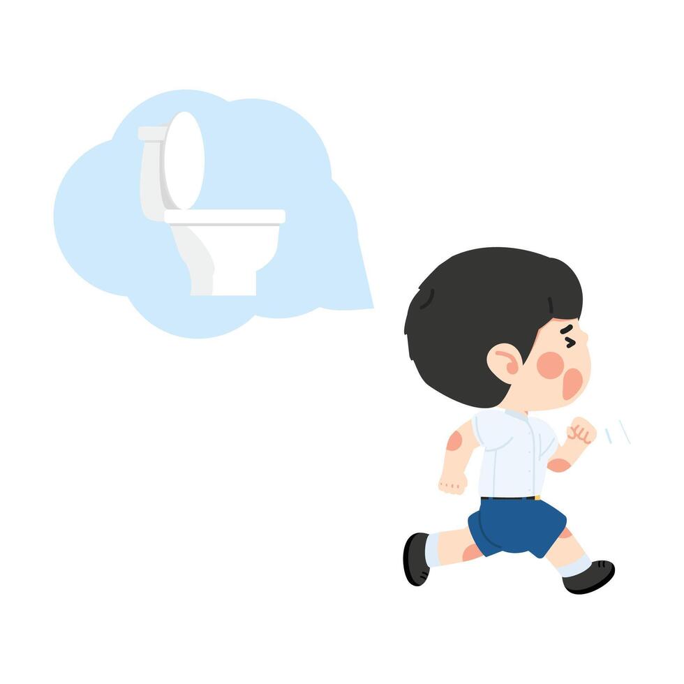 Kid boy running go to the toilet vector