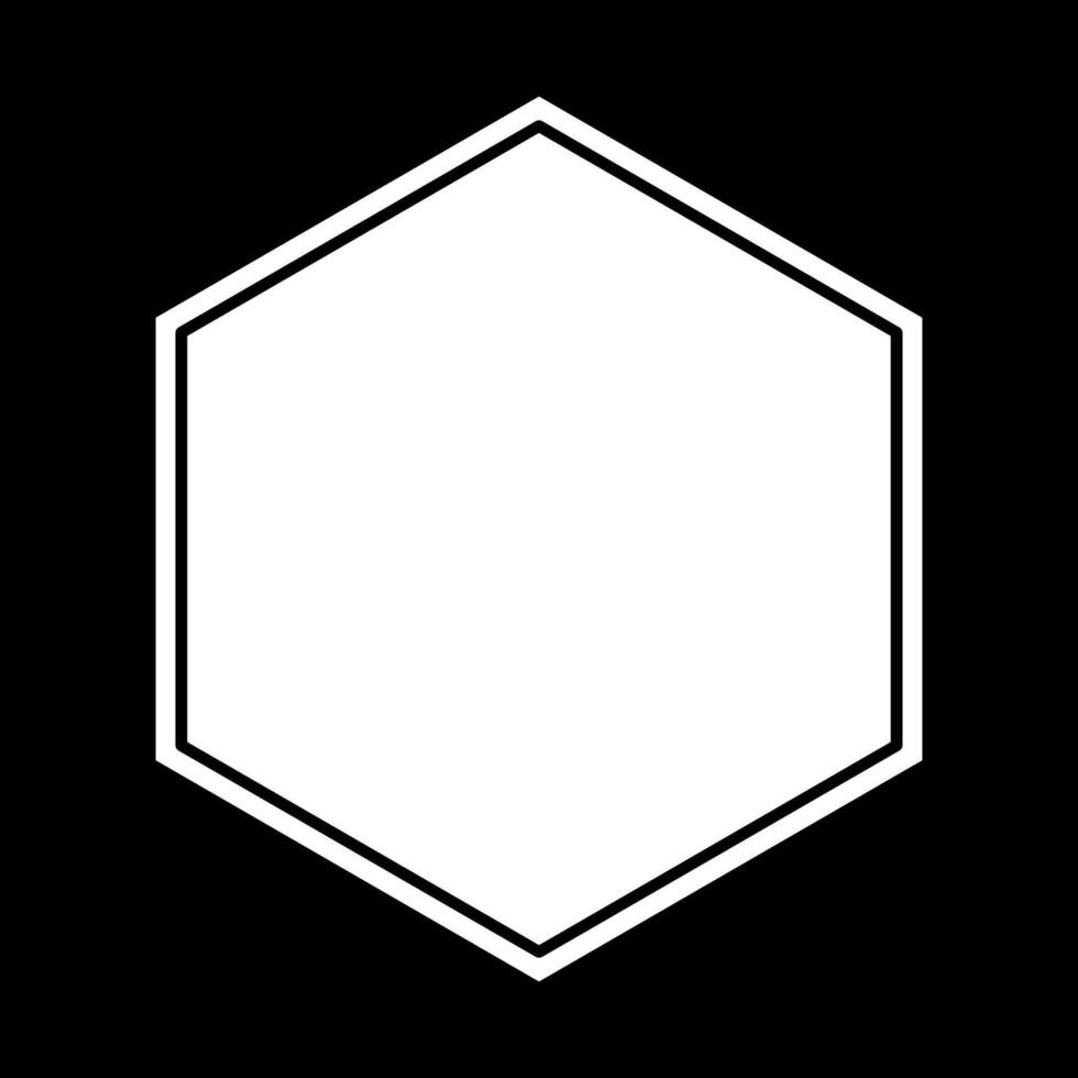 Hexagon frame template isolated on black background vector