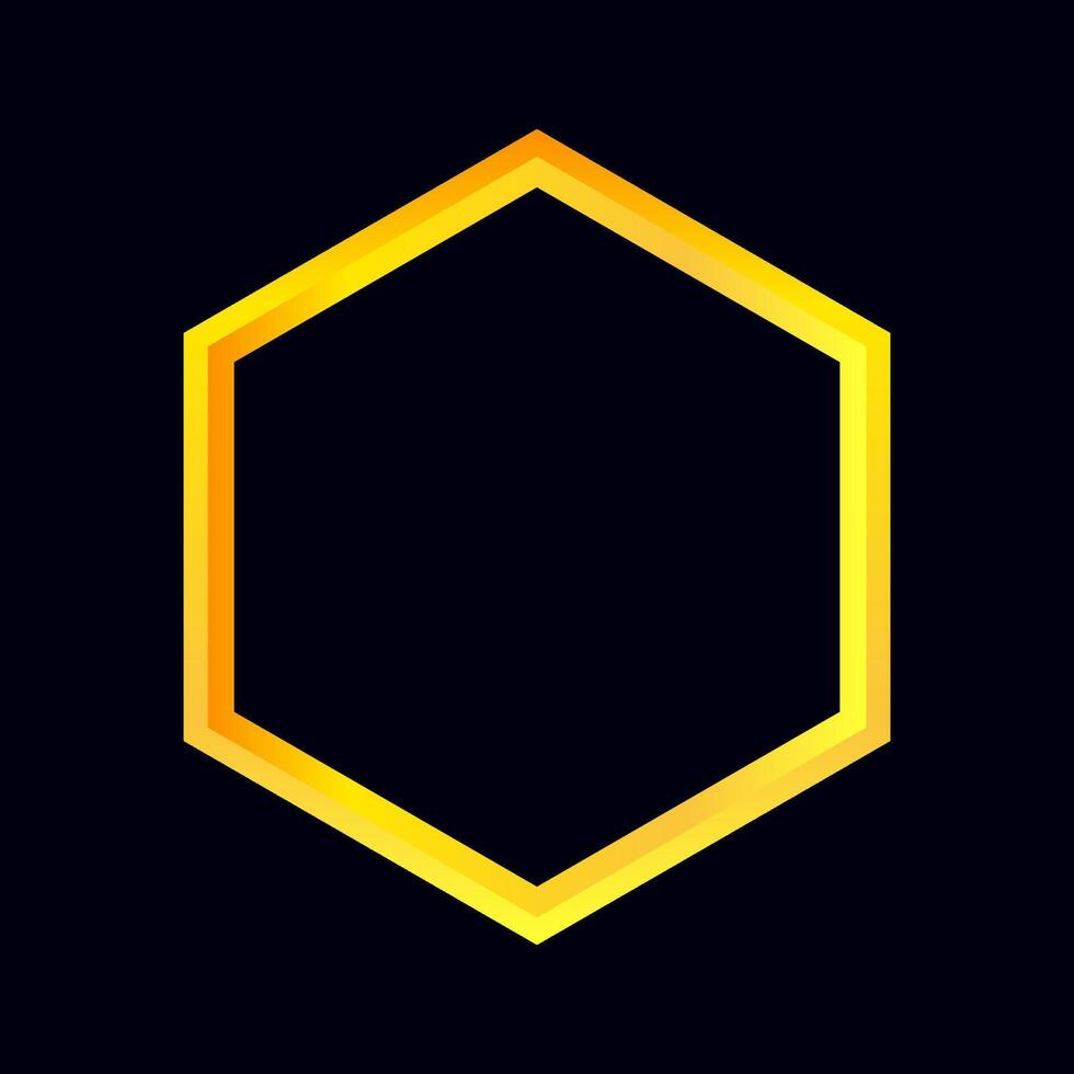 Hexagon luxury gold frame template isolated on dark blue background vector