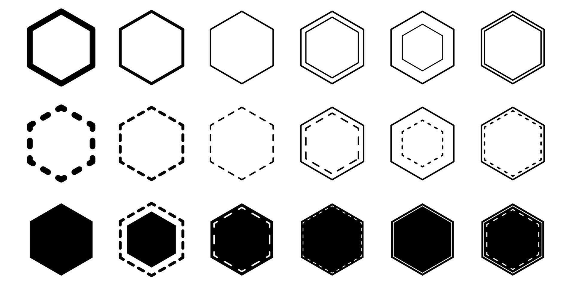 Set of hexagon shape and frame template vector