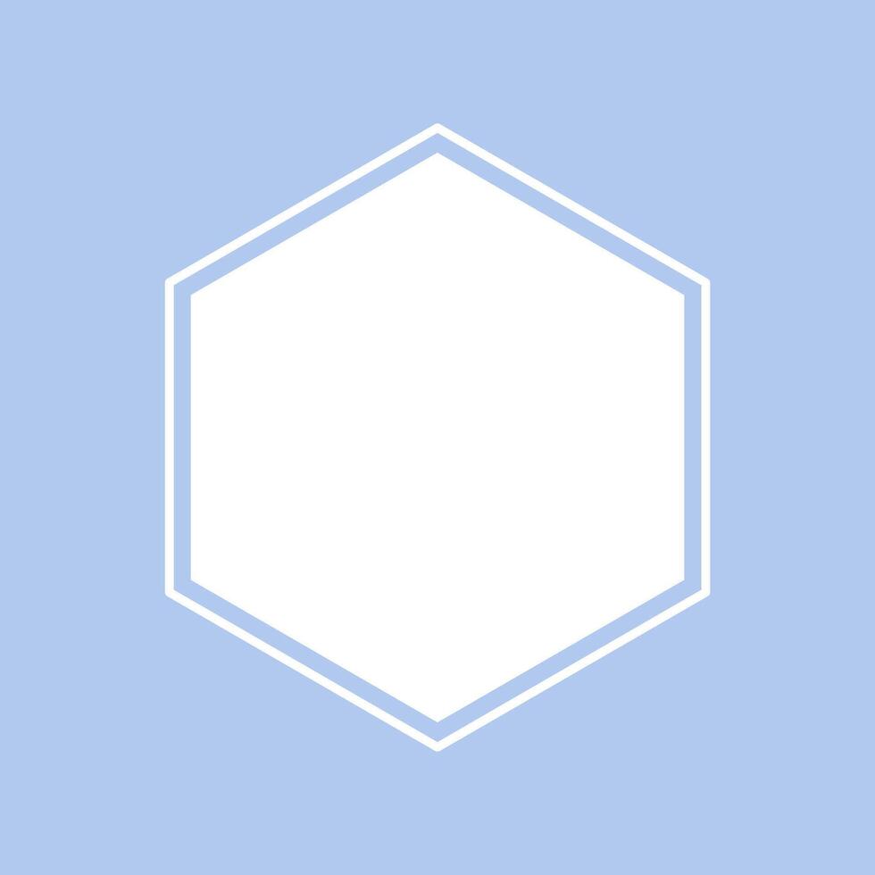 Hexagon frame template isolated on light blue background vector