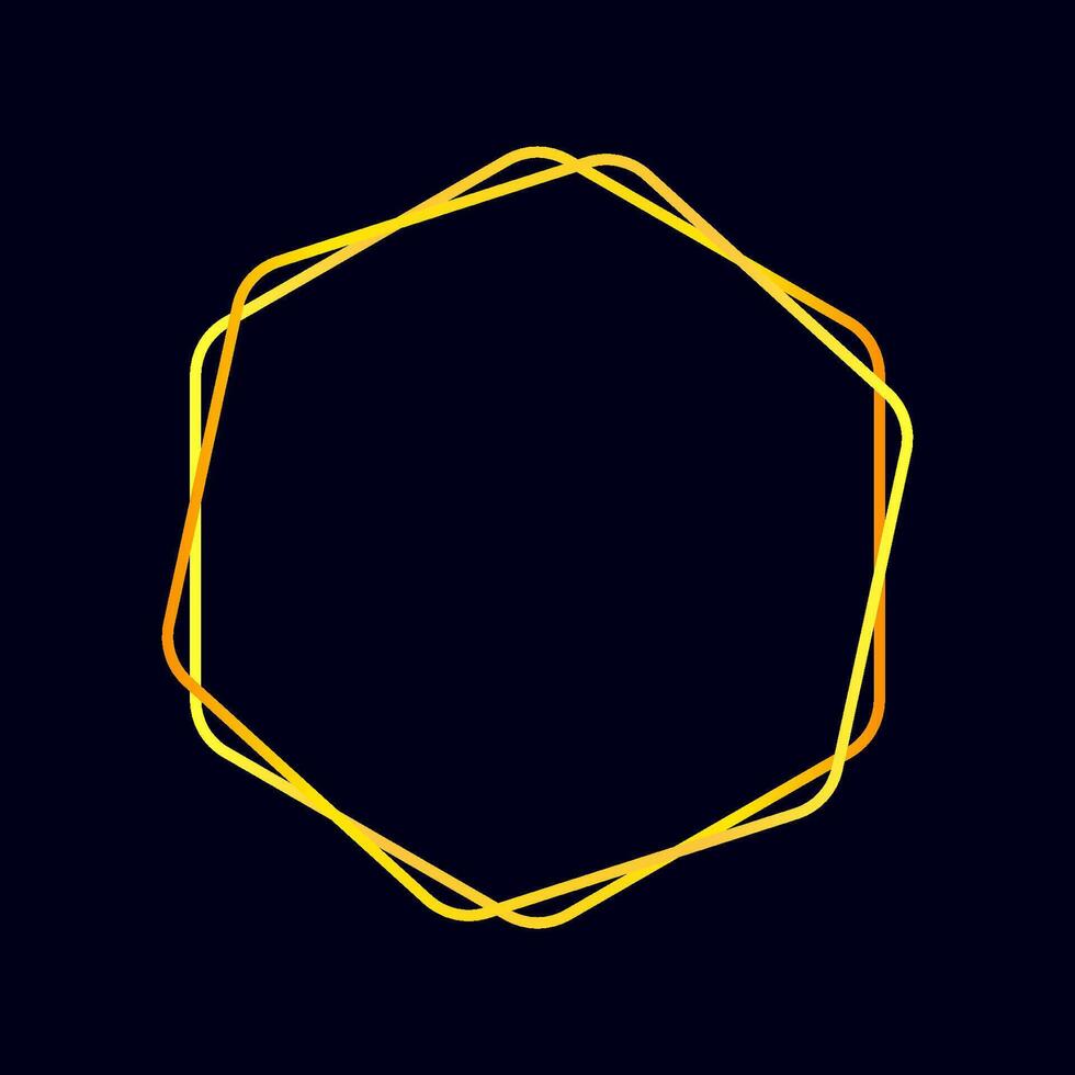 Hexagon luxury gold frame template isolated on dark blue background vector