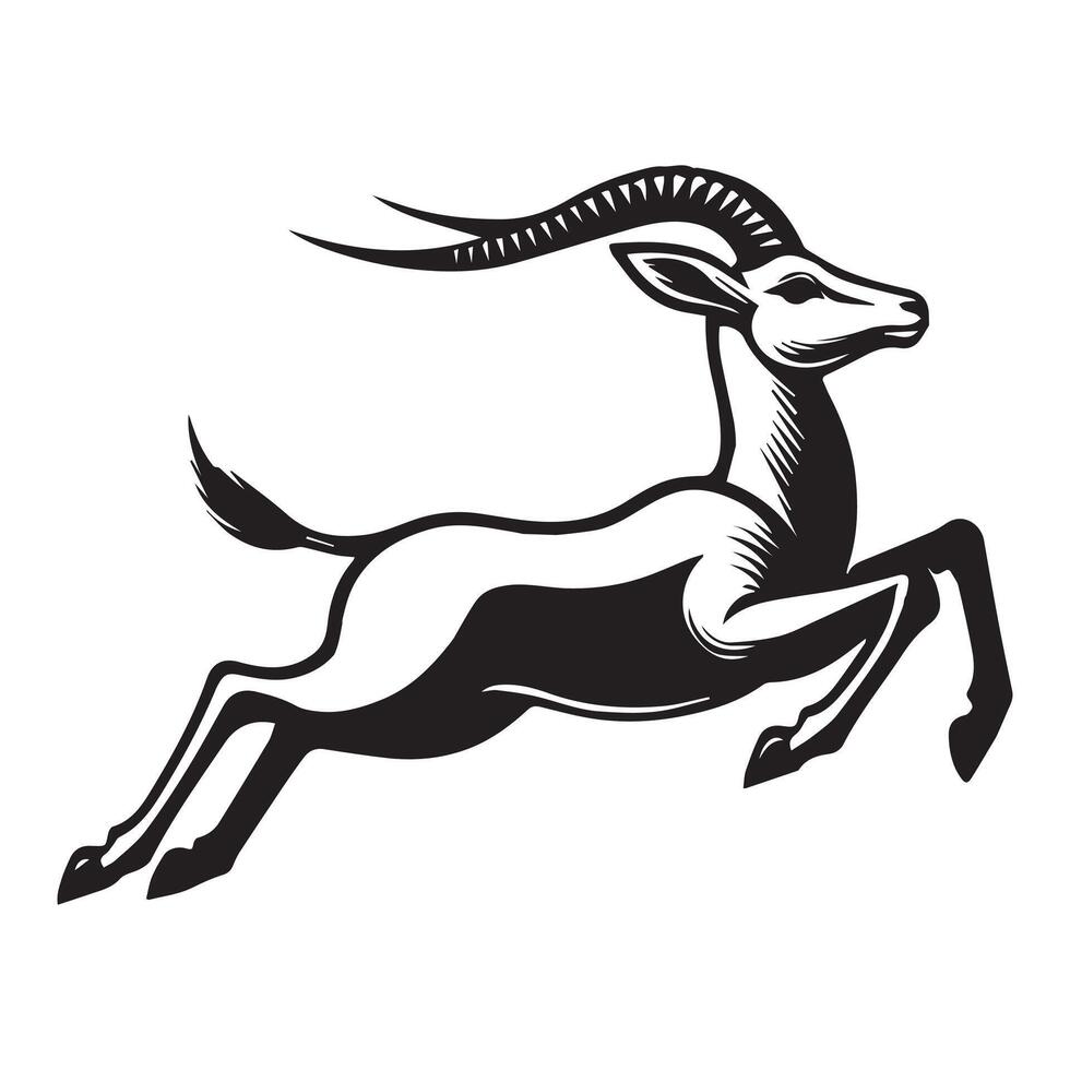 Antelope Clipart, Antelope Outline Design, Antelope silhouette, Antelope illustration in black and white vector