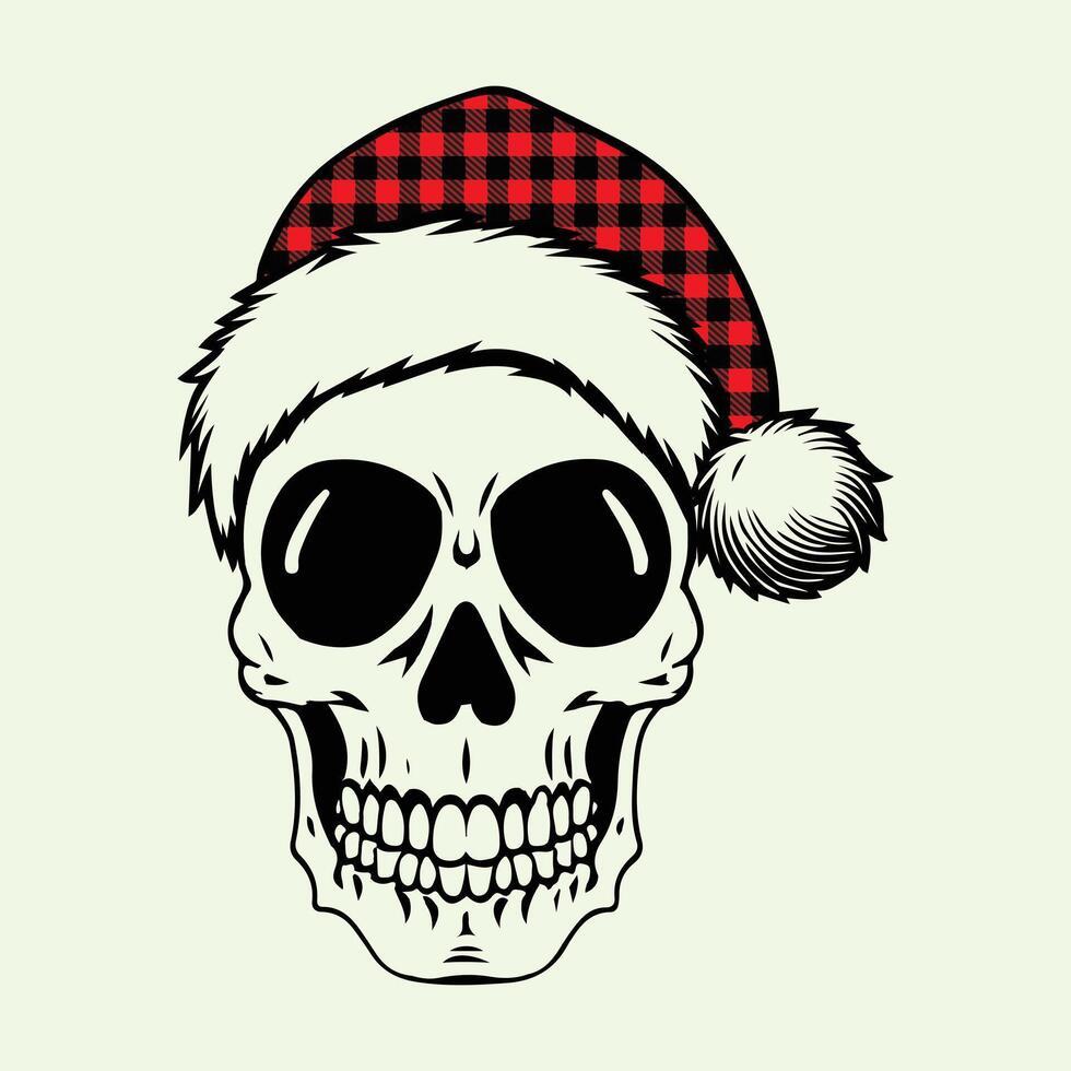 Skull Santa Hat - Skull Christmas - Santa Skull illustration vector
