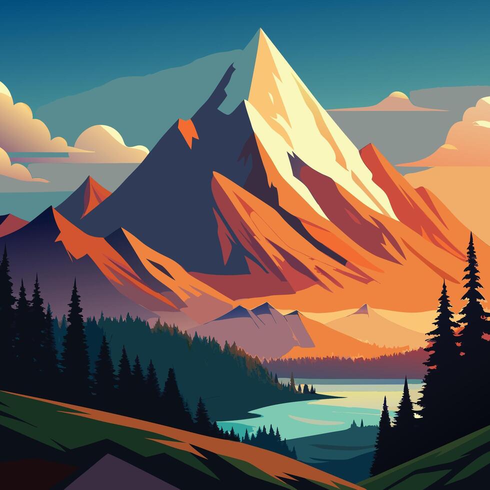 Artwork of mountain vector