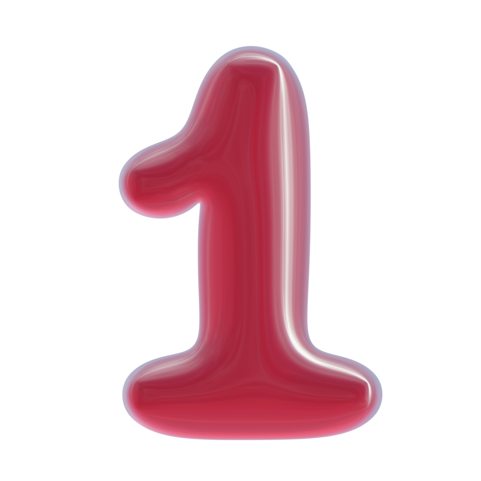 Number 1 Red 3D Render png