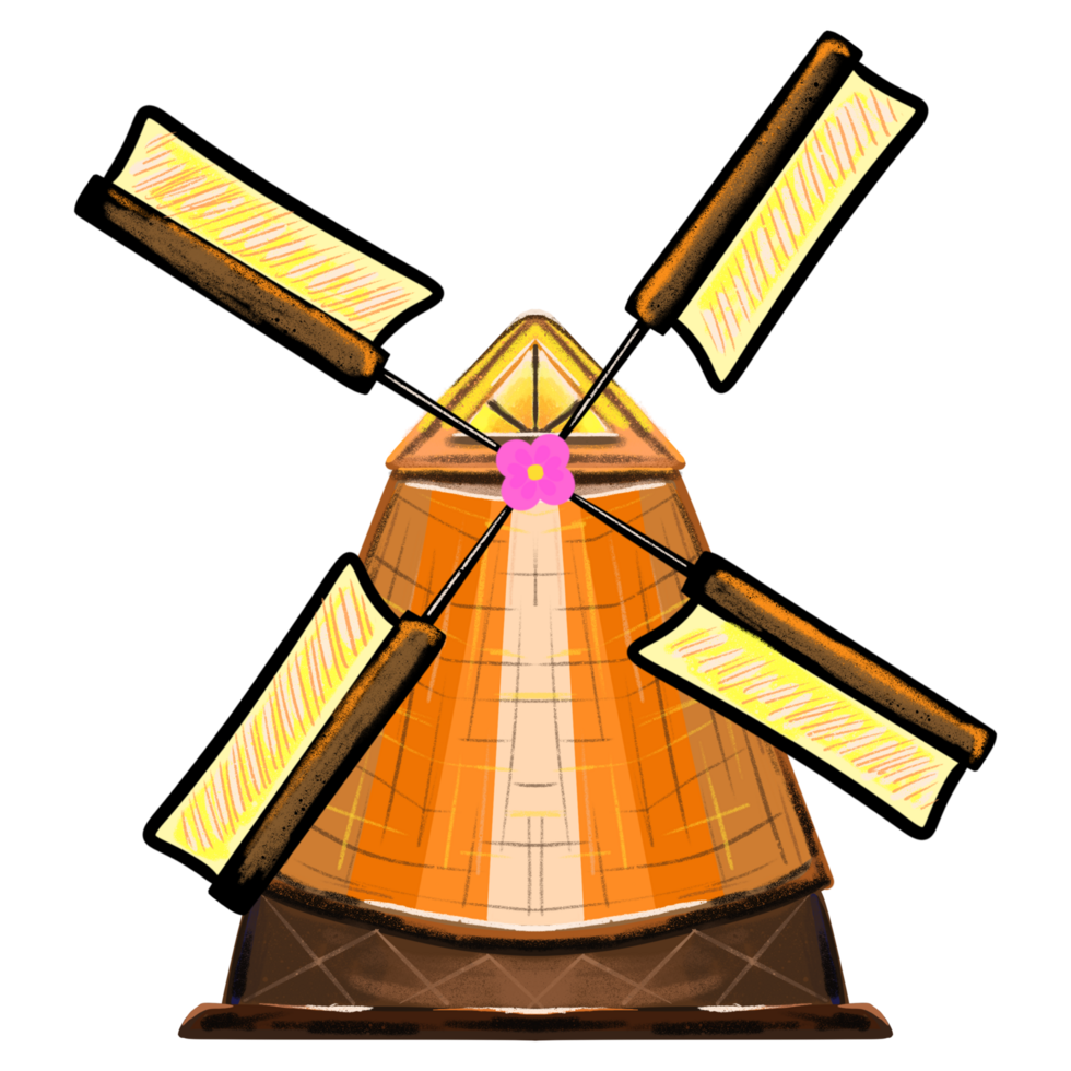 Orange windmill design isolated illustration png