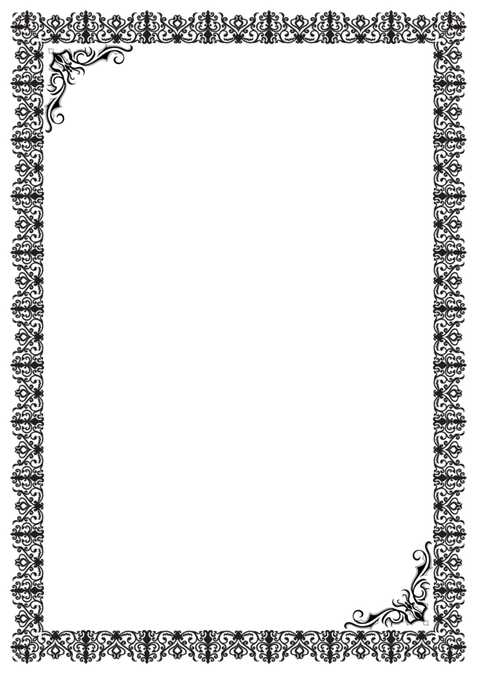 black elegant complex pattern frame and a classic, abstract vintage corner png