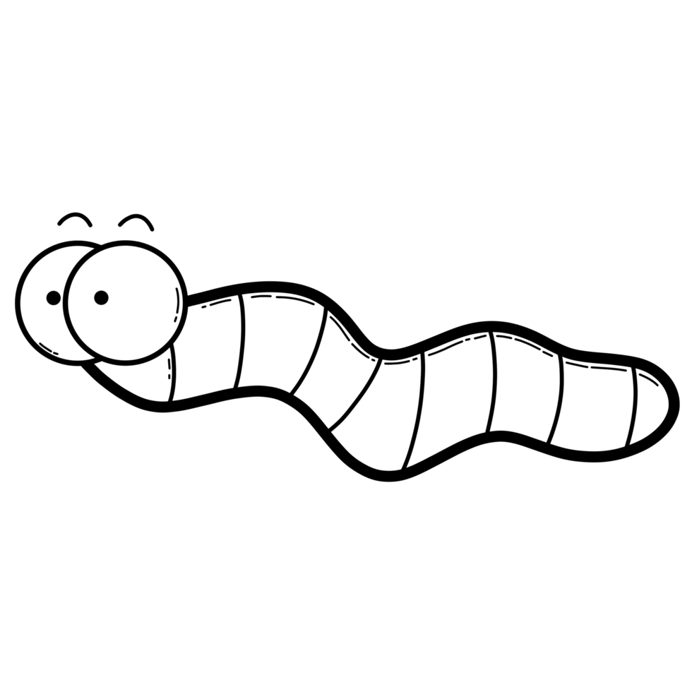 Cute worm cartoon doodle coloring illustration for Halloween png