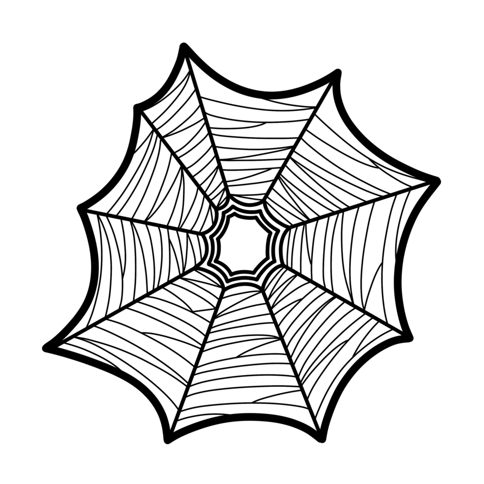 Spider and spider web cartoon doodle line coloring illustration for Halloween png