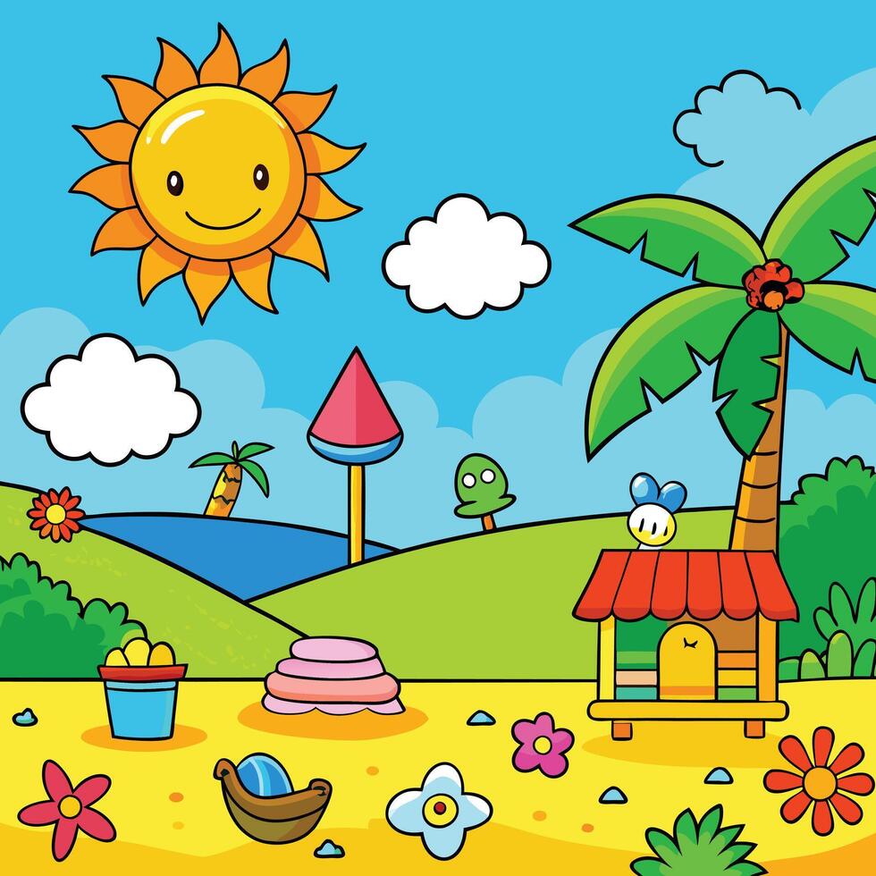 Illustration artwork of summer vector