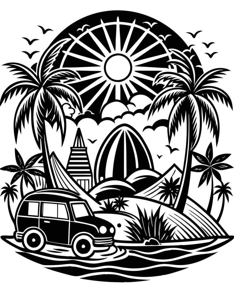 Illustration artwork of summer vector