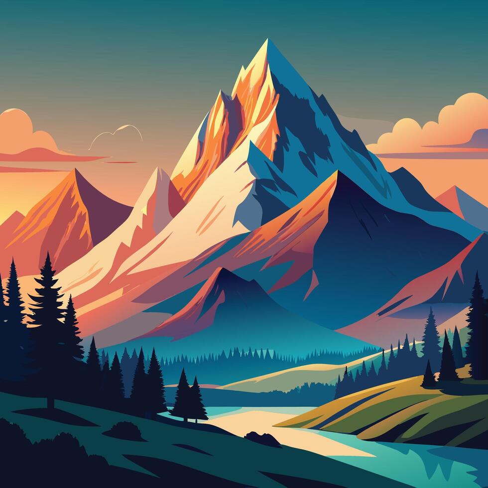 Artwork of mountain vector