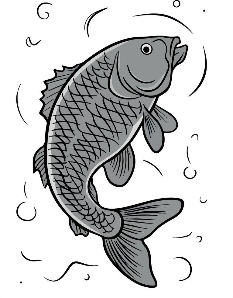 Artwork of carp fish vector