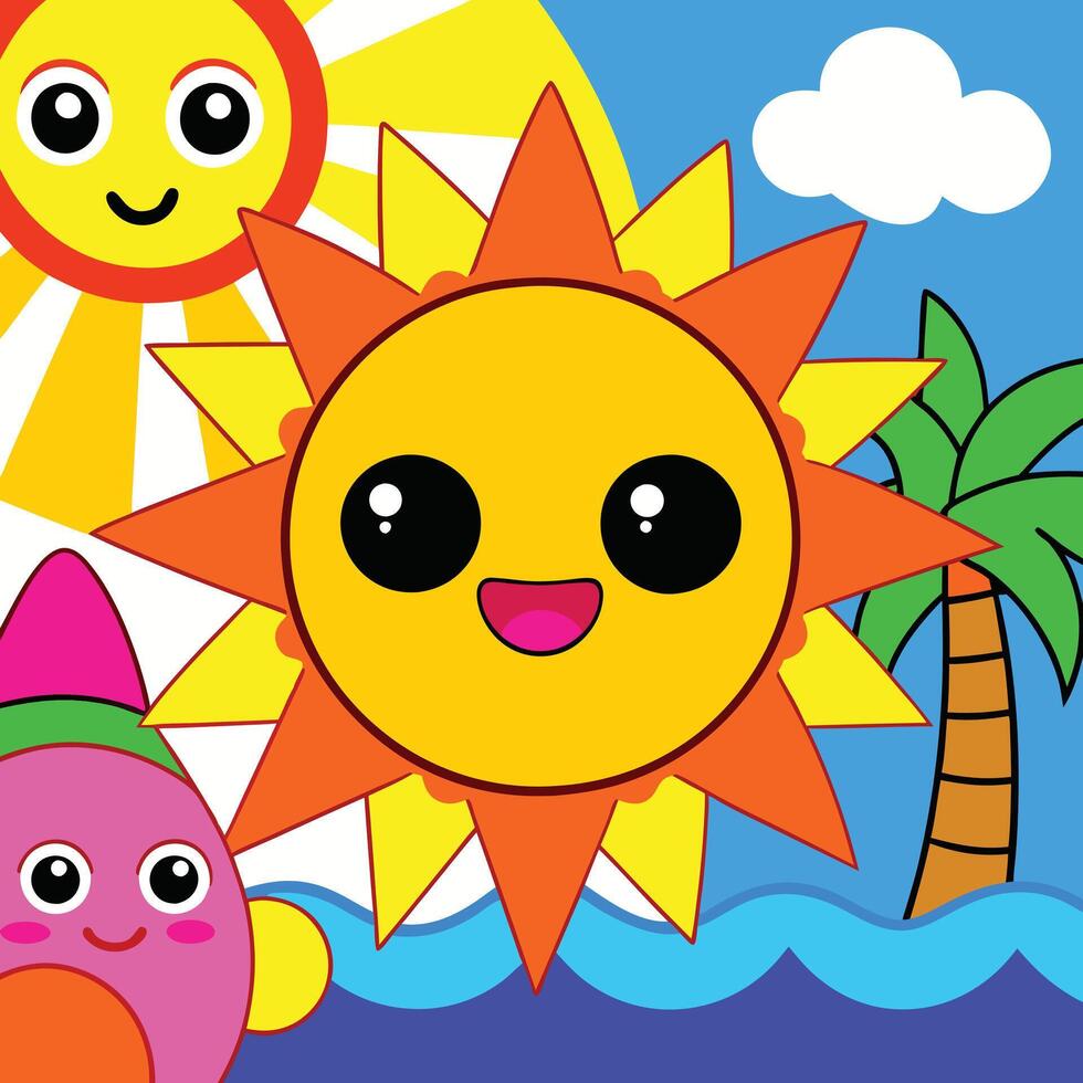 Illustration artwork of summer vector