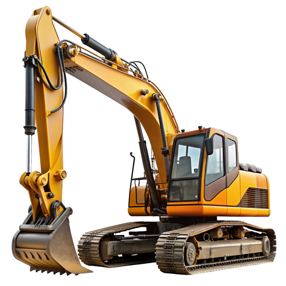 Track excavator isolated in transparent background png