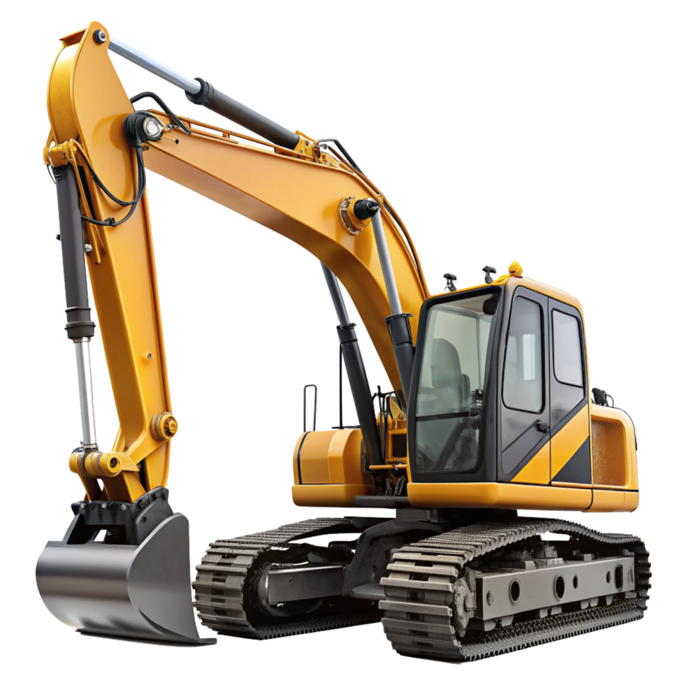 Track excavator isolated in transparent background png
