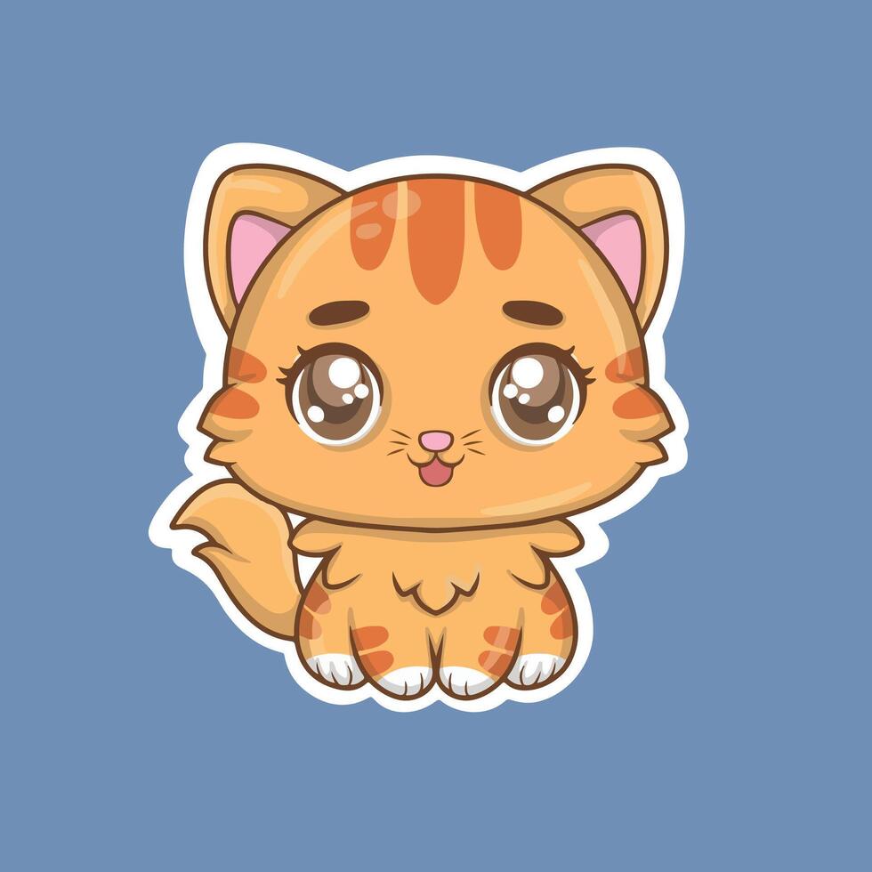 illustration art cute orange cat sticker design vector