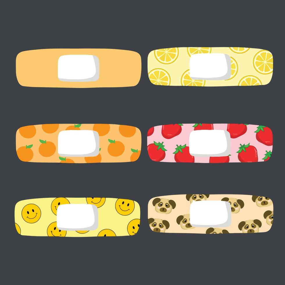 illustration art cute wound plaster bundle set design vector