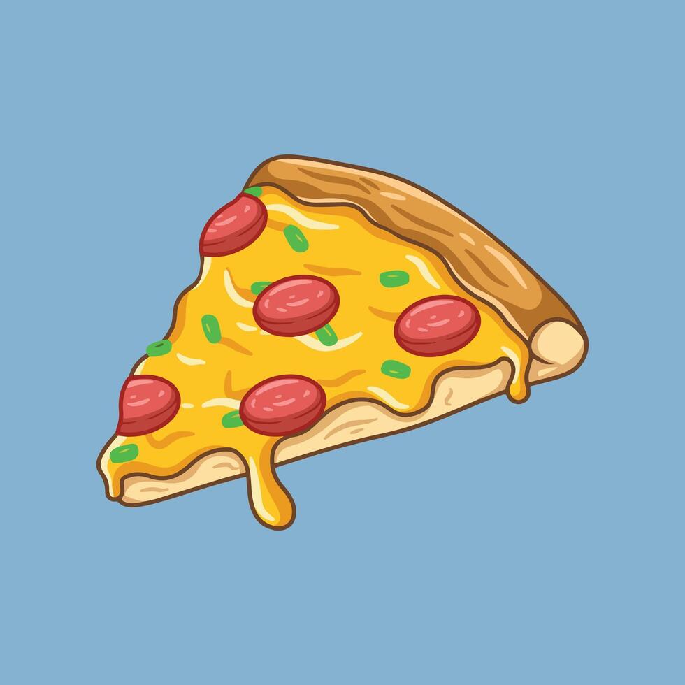 illustration art a piece of pizza sticker design vector