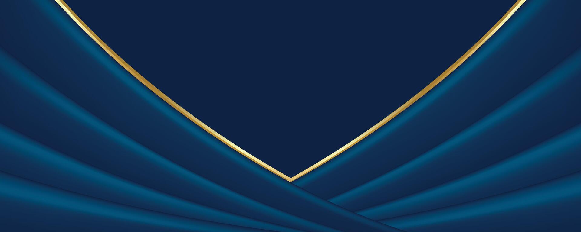 Elegant and sophisticated background with blue curves and gold border vector