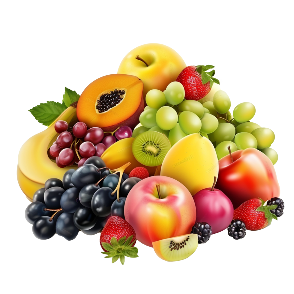 Pile of Fresh Fruits and Vegetables on Transparent Background png