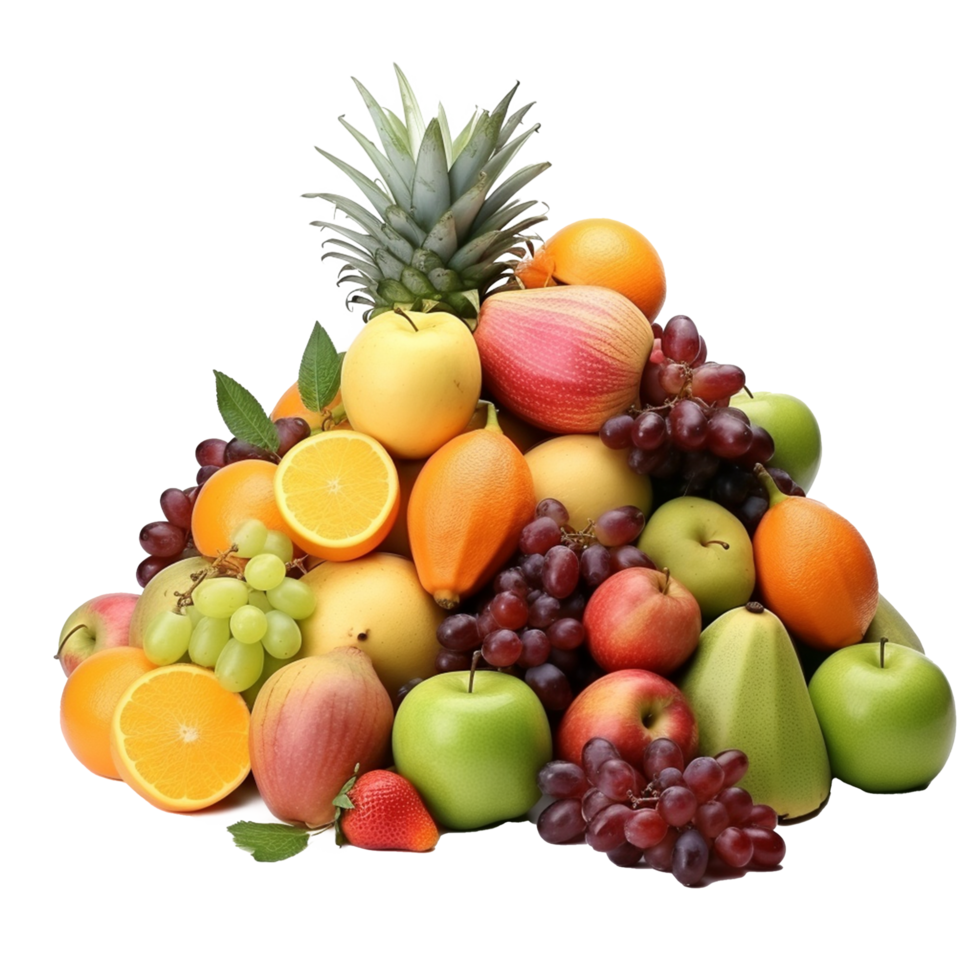Pile of Fresh Fruits and Vegetables on Transparent Background png
