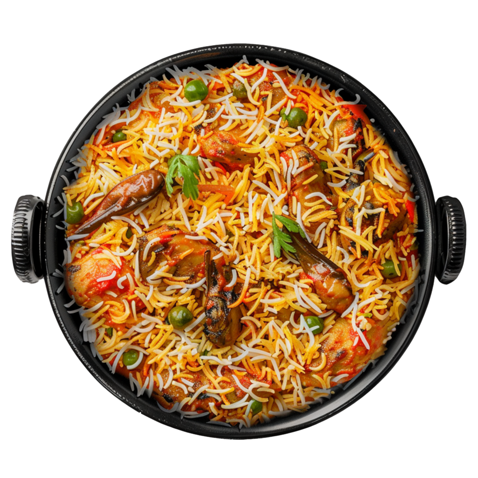 Biryani with Chicken Top View Isolated on Transparent Background png