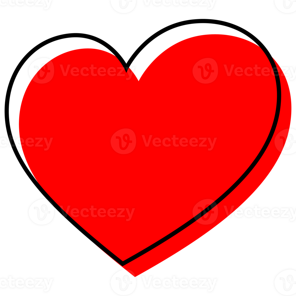 Heart symbol red color and outline icon. Love icon hand drawn style. png