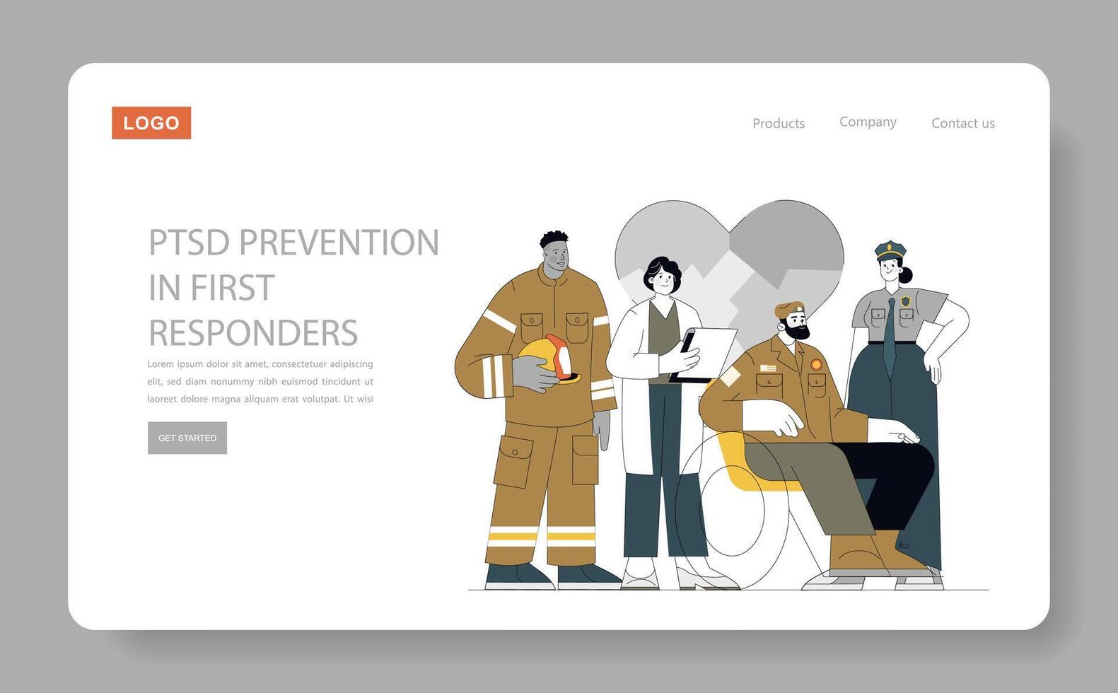 PTSD Prevention in First Responders. Flat Illustration vector