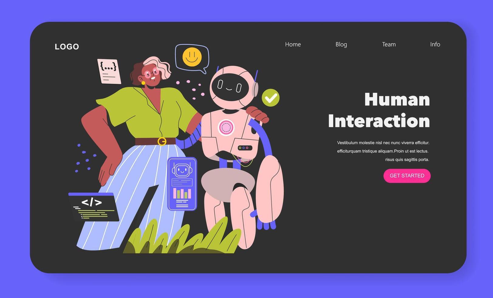 Robot Assistants. Flat Illustration vector