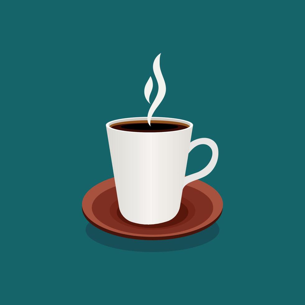 Illustration features a minimalist coffee cup icon in flat style, ideal for use in digital design, branding, and print projects. vector