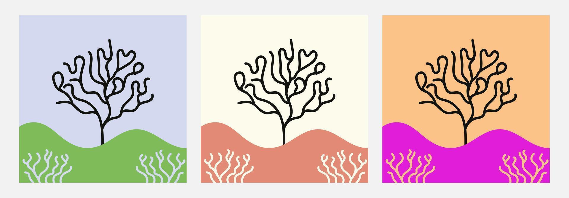 Minimalist wall art, inspired by the captivating beauty of coral reefs. Perfect for adding a touch of nature to any space, artwork serves as an ideal visual for flyers, posters abstract backgrounds. vector