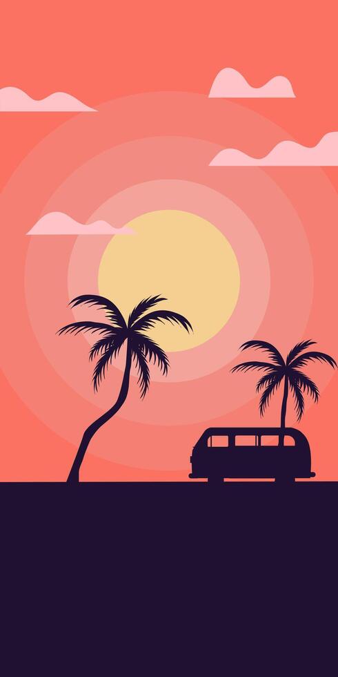 Sunset beach landscape vector