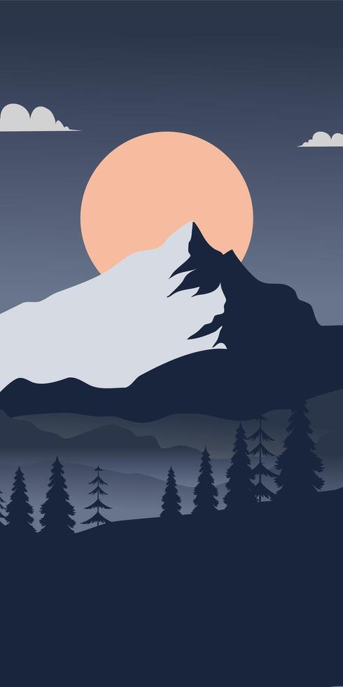 Vertical landscape background of mountain view vector